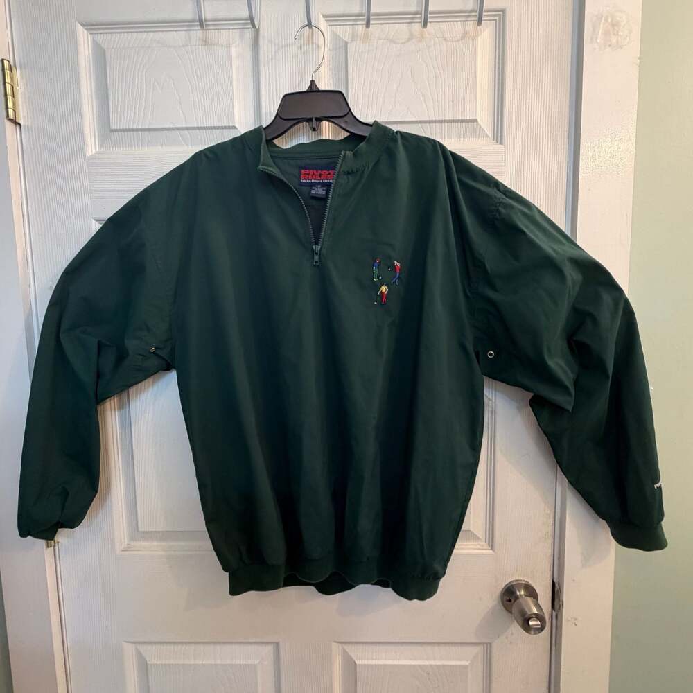 Pivot Rules Vintage Golf Pullover Windbreaker Jacket Green Size XL Embroidered